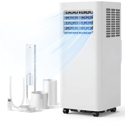 Feelfunn 8000 BTU Portable Air Conditioner, 3-in-1 Cools 350 Sq.Ft, Quiet AC with Fan & Dehumidifier, LED Display, Remote, 24H Timer, Window Kit, for Bedroom/Office/Dorms