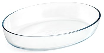 Pyrex Fuente Oval de Vidrio Borosilicato, Transparente, 35x24x6 cm, 3.1L, Resistente a Choques Térmicos hasta 240°C, Apta para Horno y Congelador