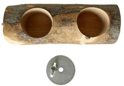 POPETPOP Comedero Colgante para Jaula de Pájaros, Cuenco de Alimentación Grande de Madera de Manzano, Soporte Fijo Tornillo, Accesorio para Loros, Periquitos y Canarios, Suministros