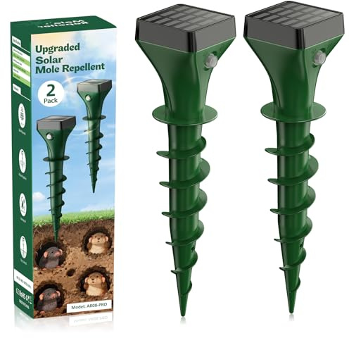 Shiptree Anti Taupe Solaire 2 Pièces, Répulsif Taupe Vibration et Ultrasons, Efficace Contre Les Taupes, Les Campagnols, Les Souris, Les Serpent, Ainsi Que Les Rongeurs de Jardin-Vert
