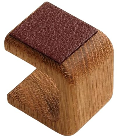 Klockställ i trä - 7 x 6 x 5 cm, elegant skyltfönster med läderkudde, klockorganisatör | handgjorda massiva trähållare, stativ för män och kvinnor