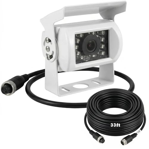 Telecamera di retromarcia per camion a 4 pin, 18 LED a infrarossi per visione notturna, impermeabile, con cavo da 10 m, per veicoli da 12 V-24 V, ideale per camper, roulotte RV, furgoni, autobus