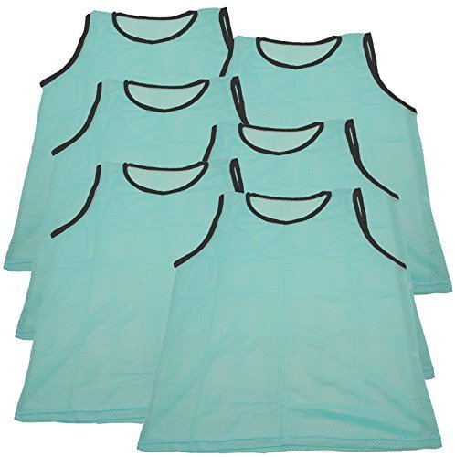BlueDot Trading Pinnie Scrimmage Trainingsweste für Erwachsene für Teamübungen für alle Arten von Sportarten, Fußball, Lacrosse, Fußball, Basketball, Himmelblau, 6 Stück