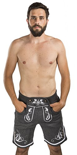 Herren Jogging Lederhose - Jogginghose bestickt - Trachtenhose Oktoberfest - Schöneberger Trachtenlederhose