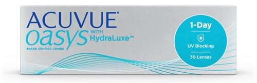 ACUVUE OASYS 1-Day Tageskontaktlinsen helfen das Gefühl von müden & trockenen Augen zu reduzieren – Tageskontaktlinsen mit 4 dpt und BC 8.5 – UV Schutz & Komfortables Tragegefühl – 30 Linsen