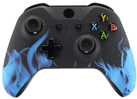 eXtremeRate Cover Custodia per Xbox One S X Controller,Scocca Frontale Copertura Guscio Case Ricambio per Xbox One S X Joystick Model 1708-Fiamma Blu