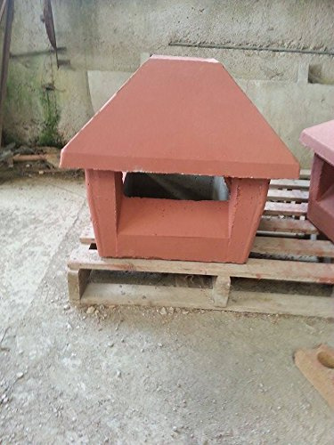 MASTRO GABRIELE Cappello Fumaiolo Comignolo con Base Quadrata 30x30 Rosso in Cemento