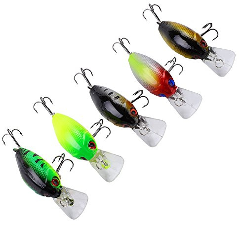 5 st/set Fiskedrag Verklighetstrogna fiskehårda beten 3D-fiskeögon Crankbait-set konstgjorda Topwater Swimbbait Fiskedrag Crankbait-hårda beteskrokar för basöring Sötvattensaltvatten (Typ 1)