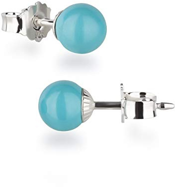 Schöner-SD Damen Ohrstecker 925 Silber mit runden Perlen Kugeln 6mm
