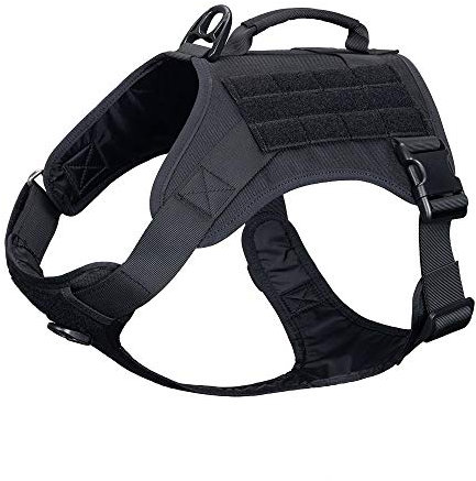 EXCELLENT ELITE SPANKER Taktisches Hundegeschirr Weste mit Griff, Militär-Hundegeschirr, verstellbares Trainingsgeschirr, kein Ziehen, Hundegeschirr für kleine, mittelgroße und große Hunde (schwarz-L)