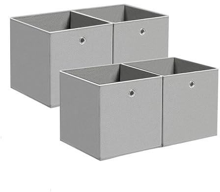 BALLSHOP 4/8/10/12 Pezzi scatole pieghevoli 32 x 32 x 32 cm, organizer pieghevole per giocattoli, in tessuto, con foro per le dita (4 Pezzi Grigio)