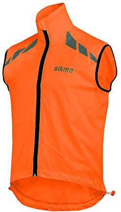 Sikma Chaleco de ciclismo ligero con tapón de viento, chaleco sin mangas, reflectante, para correr, ciclismo, de alta visibilidad, chaleco de primavera para bicicleta, ropa térmica ligera, naranja, M