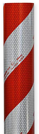 reflecto Kfz-Warnmarkierung als Meterware - rechtsweisend, 610mm | rot-weiß nach DIN 30710 und selbstklebend – hergestellt aus Orafol ORALITE 5921M