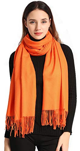 Arctic Penguin Pashmina Schal Kaschmir Stolen Damen Schultertuch für Frauen Hochzeit Kaschmirschal Herren Umschlagtuch Winter/ (Orange)