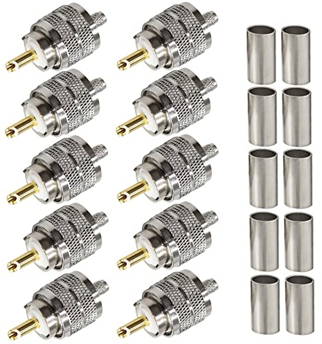 TUOLNK UHF PL259 Stecker Crimp für RG58 / RG142 HF-Koaxialkabel 10 Stuck | Koax UHF Stecker Crimpadapter für CB-Funk und Amateurfunk-Antennen, zuverlässige Steckverbindung für Funkinstallationen