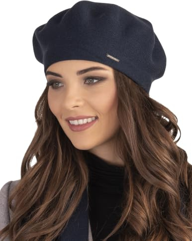 VIVISENCE Damen Baskenmütze Eleganter Wintermütze Warm Und Gemütlich Kopfbedeckung An Winter Und Herbst Warm Dick Strickmütze, Klassisch Mütze Für Frauen Modell 7005