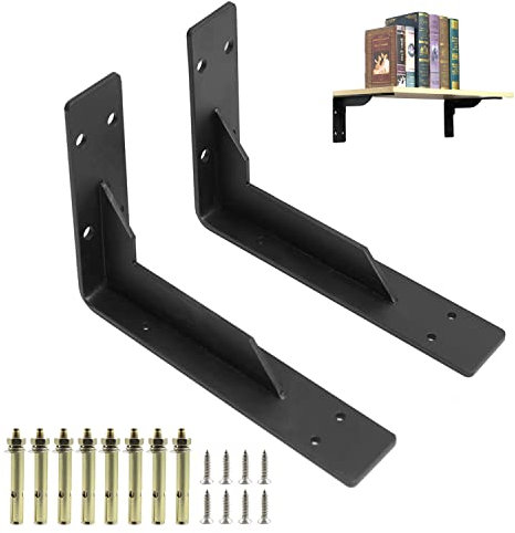 DOMI PRO Regalwinkel Schwarz, 2 Stück 30 cm Regalträger Tragkraft Bis 105 kg, Schwerlast Regalhalterung Eisen für Winkel Regal für Wandmontage, Bücherregale, Garten, Küche, Bad (Schwarz)