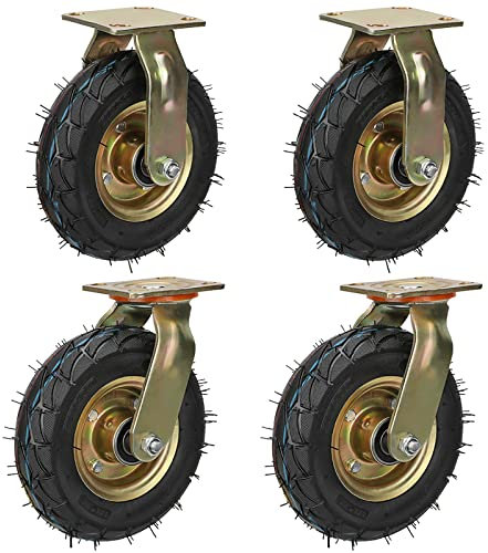 WORDFUN 4 Stück Transportrollen Lenkrollen 200mm Geräuschlose Schwerlast Räder, 360 Grad Drehbar Lenkrolle Luftrad, Doppelkugellager, Für Transportwagen,Plattformwagen (Size : 8in(Style A))