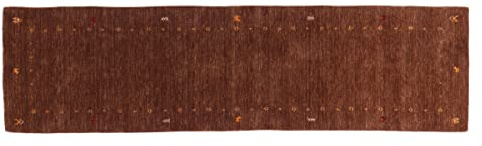 RUG PRINCE Wollteppich Gabbeh Muti 80x200 Handgewebt Läufer Braun Einfarbig Handarbeit