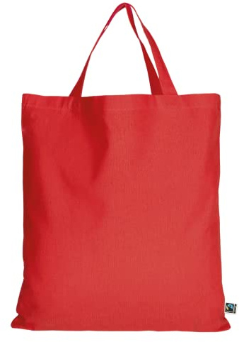 TEXXILLA 10er | 100er | 250er Pack Fairtrade Baumwolltasche - 14 Farben | mit Zwei kurzen Henkeln | 38x42cm | Jutebeutel | Einkaufstasche | unbedruckt, Farbe:rot, Menge:10