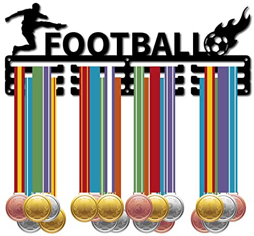 CREATCABIN Fußball-Medaillenhalter Schwimmer Sport Medaillen Aufhänger Fußball Sportler Auszeichnungen Ausstellungsständer Wandhalterung Dekoration Metall Zum Aufhängen Für Zuhause Abzeichen 40x15cm
