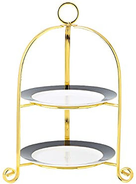 Kuchenständer ServierStänder Multi-Color-Kuchenständer mit Griffe Kreativer Keramik-Dessert-Tisch-Kuchen-Display-Dessert-Tablett abnehmbar for Hotel, Restaurant, Zuhause Tortenständer ( Color : Schwar