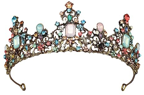 Hoshisea Corona Barocca, Tiara Diadema Corona, Corona di Nozze Regalo, per i Balli di Fine Anno, le Feste di Compleanno, le Feste di Matrimonio (Colorate)
