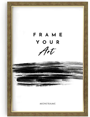 Monframe Bilderrahmen Bellevue - 33x45 cm - Gold gewischt - Posterrahmen mit Acrylglas - MDF Holz Rahmen