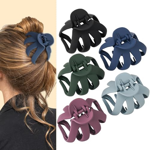Lolalet Octopus Haarklammer, 5er Set Haarspangen -Style E | Hair Claw Clips mit breitem Griff, Haarclips für dickes lockiges langes Haar für Frauen und Mädchen