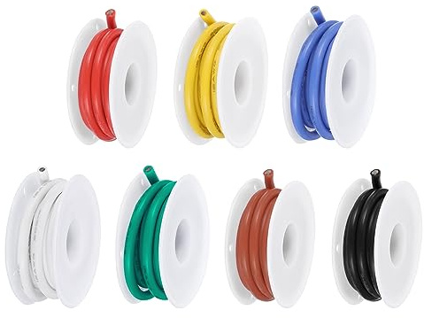 QUARKZMAN 12AWG Kabel Elektrischer Draht 3,31 mm² Stromkabel 7 Farben | 1, 5 Meter, Leitung, Erdkabel, Litzenkabel, Verlängerungskabel, Verzinntes Kupferkabel, Hohe Temperatur, Für Kfz Kabelkanal