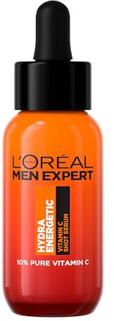 L'Oréal Men Expert Vitamin C Shot Serum: Pure Vitamin C for Men's Skin. Brightens, Smooths, and Refreshes Dull & Tired Skin. Non-greasy, Non-sticky, even on beards. 30ml.