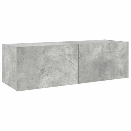 vidaXL TV Wall Cabinet with LED Lights Concrete Grey 100x35x31 cm