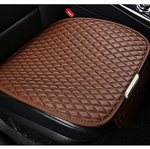 Adunsiaoto 2 Stück Universal Sitzauflagen Unterlage Vordersitze, Wasserdichter Auto Sitzkissen, Auto PU Leder Autositzbezüg Vordersitz, Anti Rutsch, Weich(Kaffee)