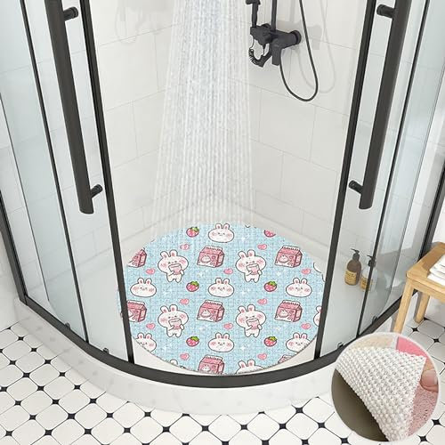 Pevfeciy Groß Duschmatte rund 150x150cm Weich Komfort Duscheinlage rutschfest PVC-Luffa Antirutschmatte dusche mit Ablauflöchern Hohe Wasserdurchlässigkeit,Anti-Schimmel,für Nassbereiche