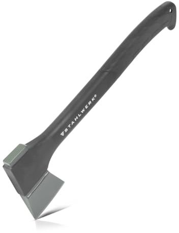 STAHLWERK Axt CA-445 ST 445 mm Beil | Fiberglasaxt | Handbeil | Universalaxt | Campingaxt | Campingbeil | Gartenaxt | Forstaxt aus geschmiedetem Carbon-Stahl mit stoßhemmendem Fiberglas-Griff
