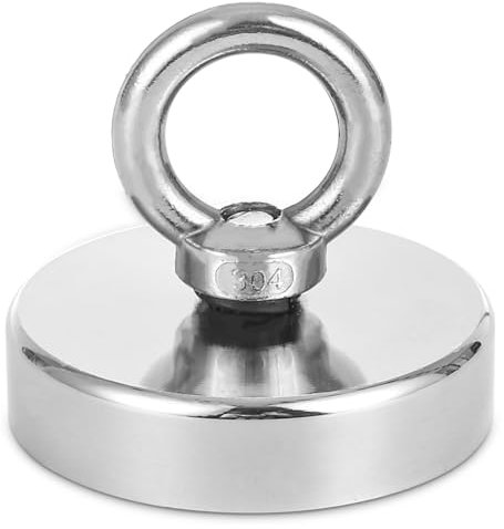 TIDEVAN Magnete Stark,Groß 100kg Neodym-Magnet,1 Stück Durchmesser 60 mm Starker Magnete Schwerlast Neodym Ösenmagnet Magnethaken Magnet Fishing mit Heberinge und Schrauben für Zuhause Werkstatt Rasen