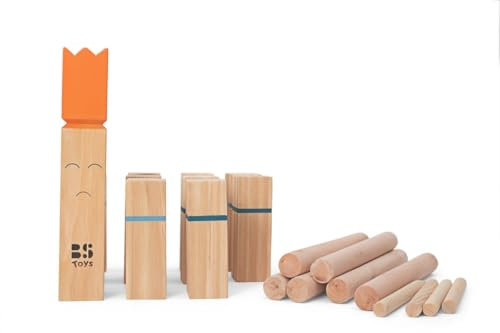 BS Toys Kubb für Kinder, An Active Family Game Wikingerspiel, Kubb Wikingerschach Holz Outdoor Spiel Wurf, Play, Move, Learn!