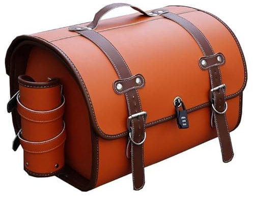 RUIHAHA Motorrad Tasche für Yamaha TMAX 530 SX DX 2017 2018 2019 tmax560 Wasserdicht Motorrad Hecktasche Motorcycle Saddle Bag Motorräder Werkzeugtasche Motorräder Satteltasche,F Orange+Brown
