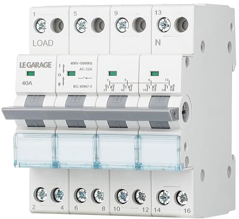 Interruptor de Transferencia Manual MTS 4P 40A - Conmutador Dual Power | Conmuta entre dos fuentes de alimentación con posición de aislamiento, montaje en carril DIN