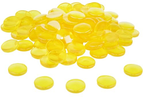 WISSNER® 100 Muggelsteine ø 20 mm, Gelbe Nuggets aus RE-Plastic, Bruchsicher & Robust, zum Basteln, Lernen und Dekorieren