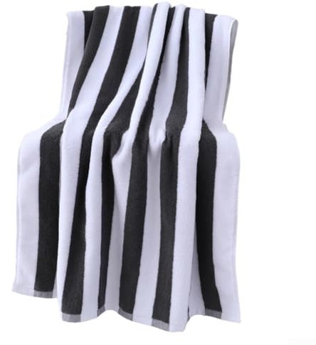 Copertura per poltrona da spiaggia in cotone a righe con tasca, 76 x 213 cm, asciugamano oversize per sdraio da piscina, grigio, rosso, blu, nero (grigio)