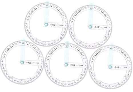 HAPINARY Goniometro Circolare in Plastica 5 Pezzi Strumento Goniometro Rotondo Per Studenti Misurare Angoli Scale Ad Alta Precisione Disegnare Linee Radiali