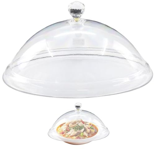 Hintyne Cloche à gâteau Ronde en Acrylique Transparent de 25 cm avec poignée – Cloche à gâteau réutilisable de qualité Alimentaire pour présentation collations (Facile Nettoyer)