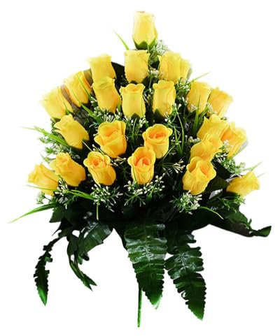 Flores artificiales para tumbas, cementerio, tumba, rosas de corazón, decoración personalizable para tumbas