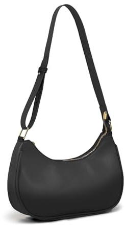 LassZone PU Leather Shoulder Bag for Women Clutch Handbag Trendy Crescent Bag Hobo Shoulder Purse Ladies Underarm Purse with Zipper Closure