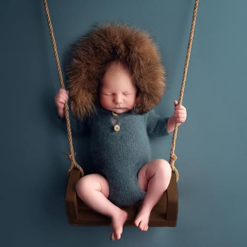 Xanewza Neugeborenes Fotografie Requisiten Schaukel Requisite Holzschaukel Baby Foto Requisiten Baby Fotoshooting Requisiten Neugeborenes Fotografie Zubehör Braun