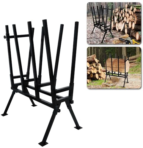Froadp Sägebock 77x53x102cm Höhenverstellbar Holzschneidebock mit Feststellbügel Holzständer Klappbar Sägegestell für Säge Holzsägebock Kettensägebock 400kg Belastbar, Schwarz