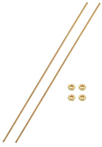 QUARKZMAN 2 Ensemble Tige Filetée Laiton M3x0.5mm Pas Filetage à Droite Goujons avec Écrous Hexagonaux en Laiton Massif, 250mm Longueur, Fixations pour Ancrages, Boulons, Supports, Pinces