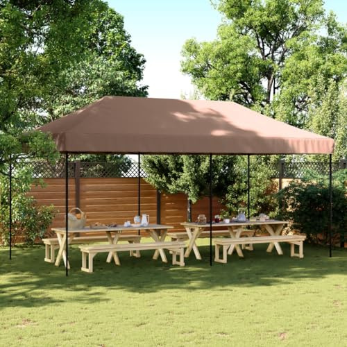 Tente de Réception Pliable, Chapiteau d'Extérieur 580x292x315 cm en Tissu Oxford PVC, Structure Acier Thermolaqué, Tonnelle Pliante pour Jardin, Événements, Marron