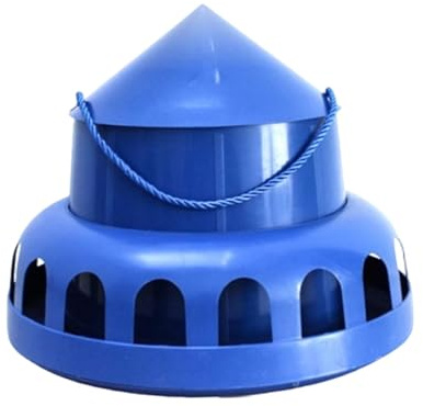 KiBcsLic Chicken Feeder Automatico con Erogatore per Mangime Ciotola per Volatili E Quaglie Contenitore per Alimentazione Sospeso con Corda Facile da Pulire E, 17 buche